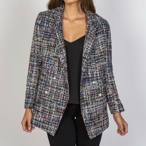 Multicolored Pearl Embellished Bouclé Blazer